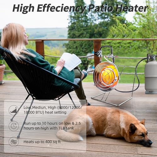 Propane Gas Heater with Windproof USB Lighter, Cordless with Cylinder Stand X9487