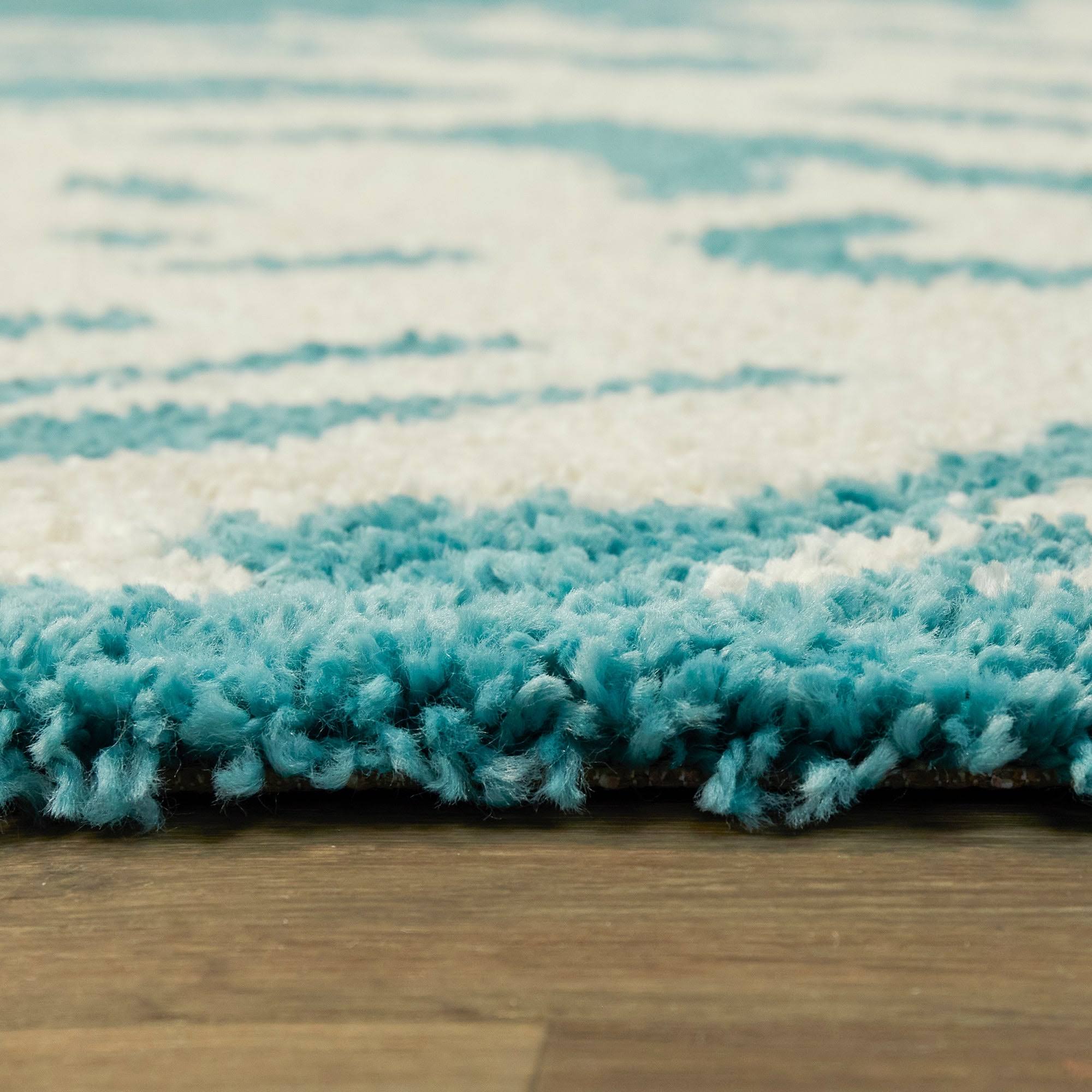 Teal Blue 5 ft. x 7 ft. Shag Area Rug F5945