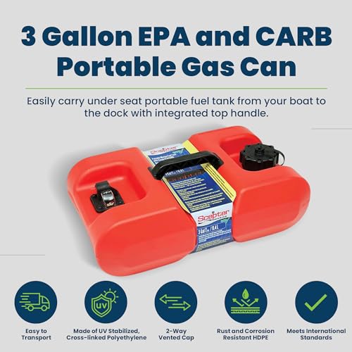 Rectangular 9 Gallon Low Profile Marine Fuel Tank, 23-Inches x 14-Inches x 11.5-Inches, Red F5919