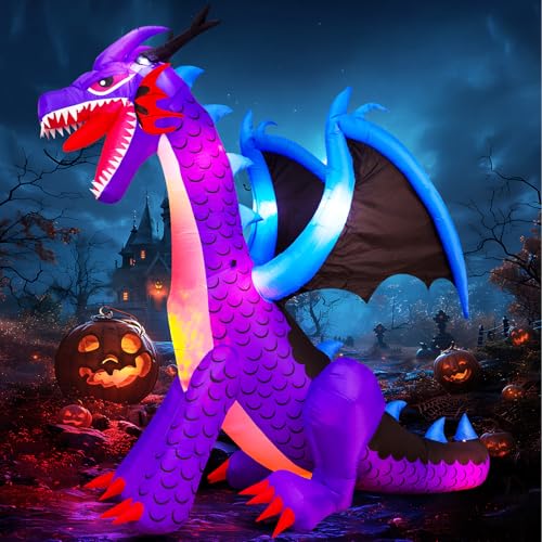 8FT Halloween Inflatables Dragon Decorations with Built-in LED Lights J77328
