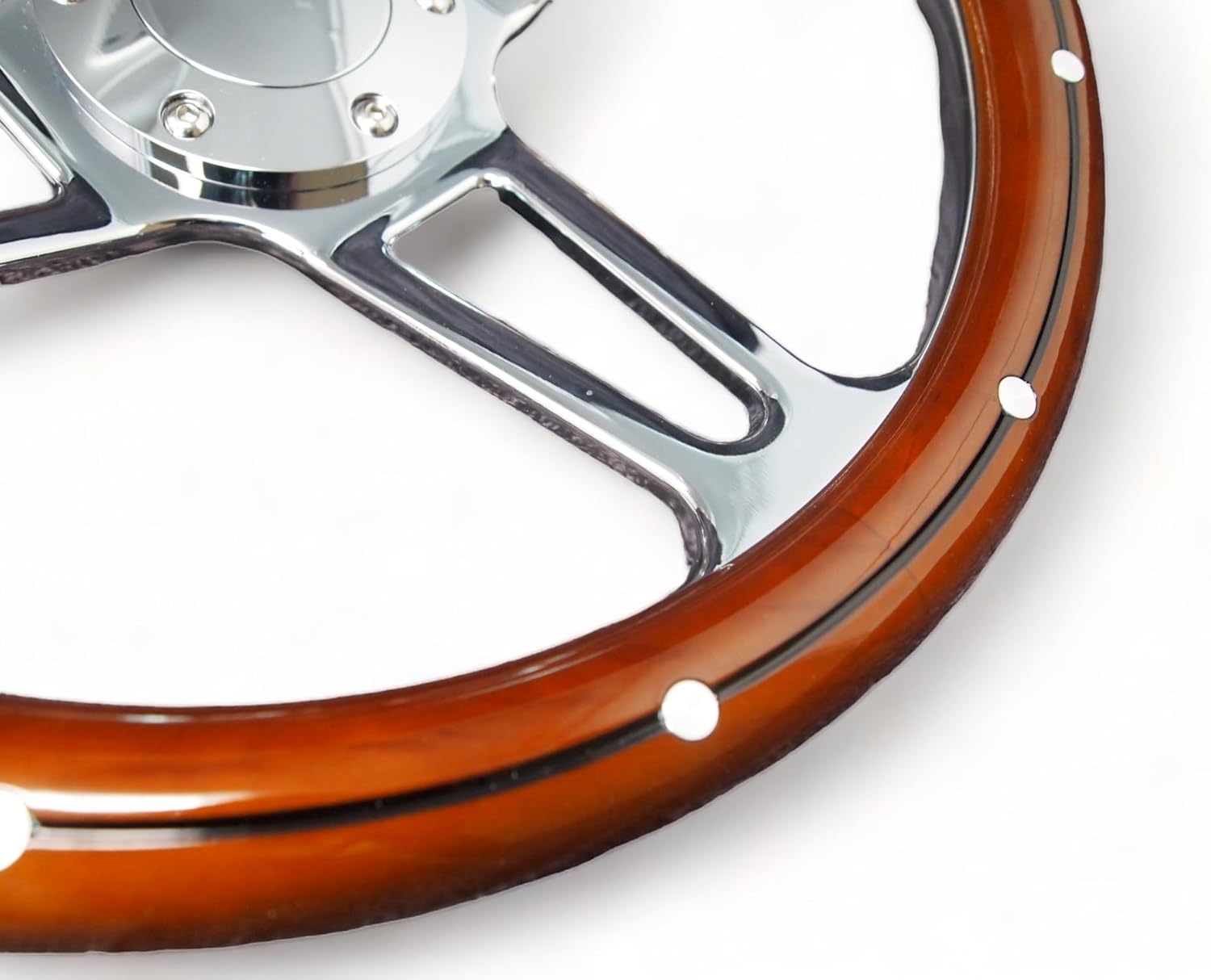 14" 350mm 3-Spoke Mahogany Wood Grain Steering Wheel H26976