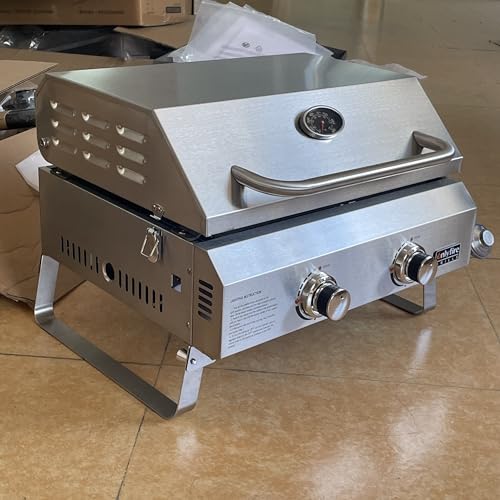 2-Burner Tabletop Propane Gas Griddle, Stainless Steel O943