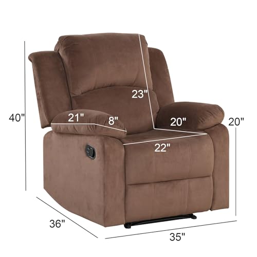 Brown Manual Recliner Chair with Padded Headrest and Armrest B89130