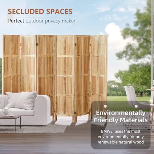White 5.6 FT Folding Wooden Room Divider Y466