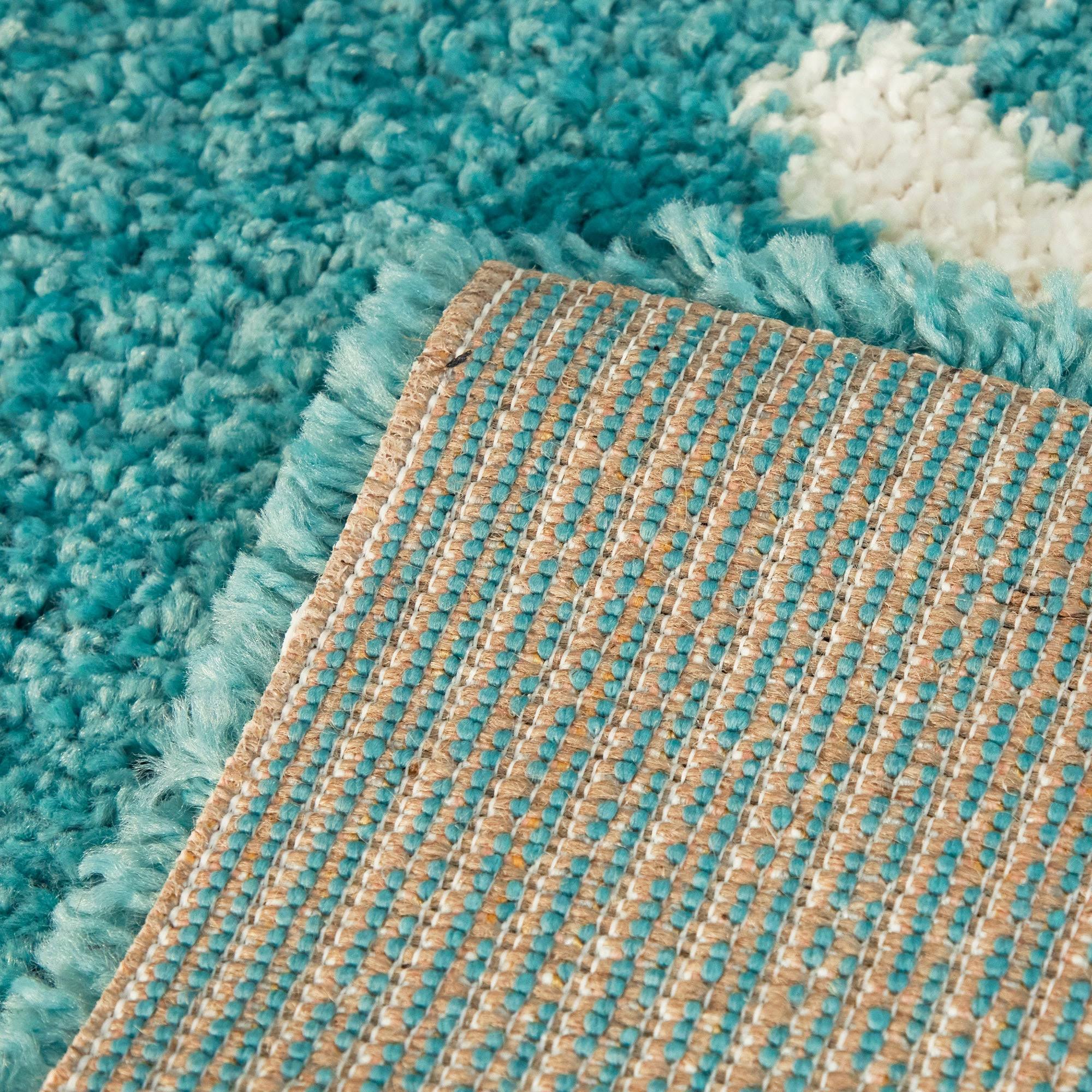 Teal Blue 5 ft. x 7 ft. Shag Area Rug F5945