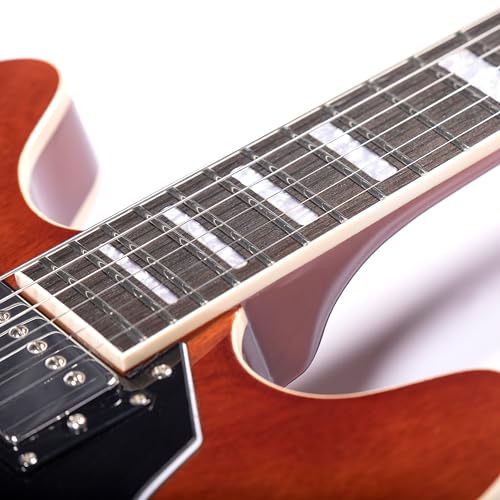 Brown Semi-Hollow Body Electric Guitar with F-Hole D49477