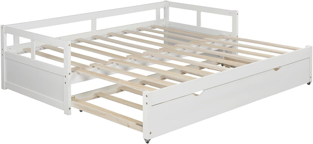 White Wooden Daybed with Trundle S8007