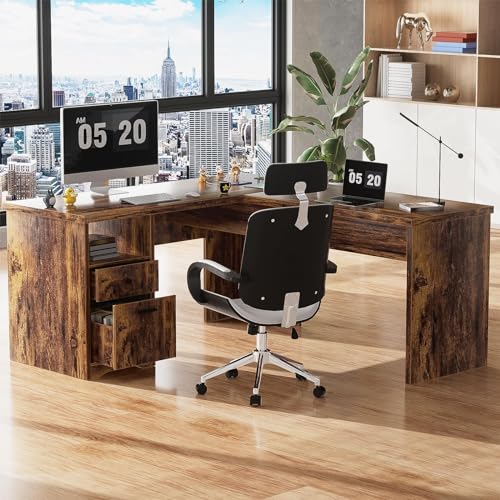 Black L Shaped Desk with Lift Top and Drawer X38386