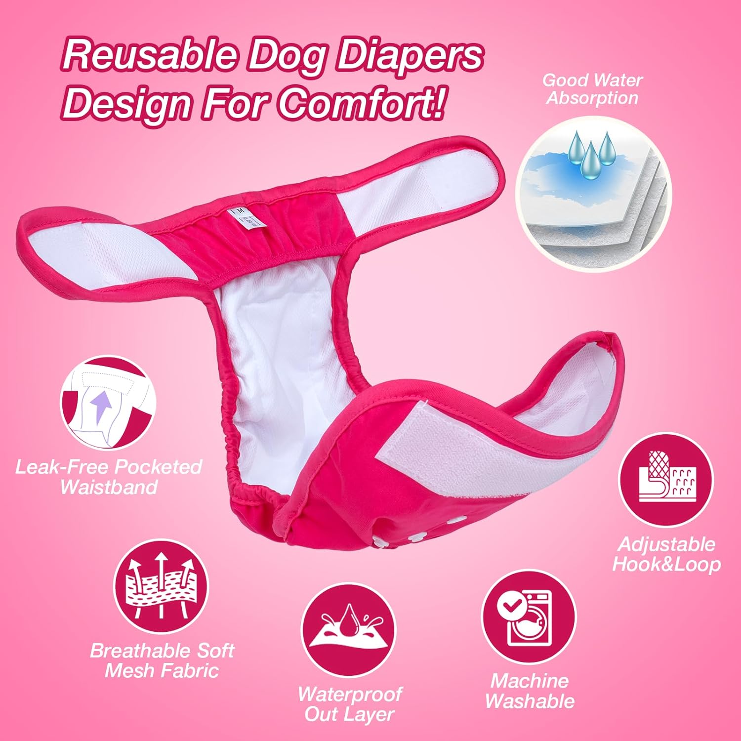 Soft Washable Female Dog Diapers (3 Pack, S) A456743