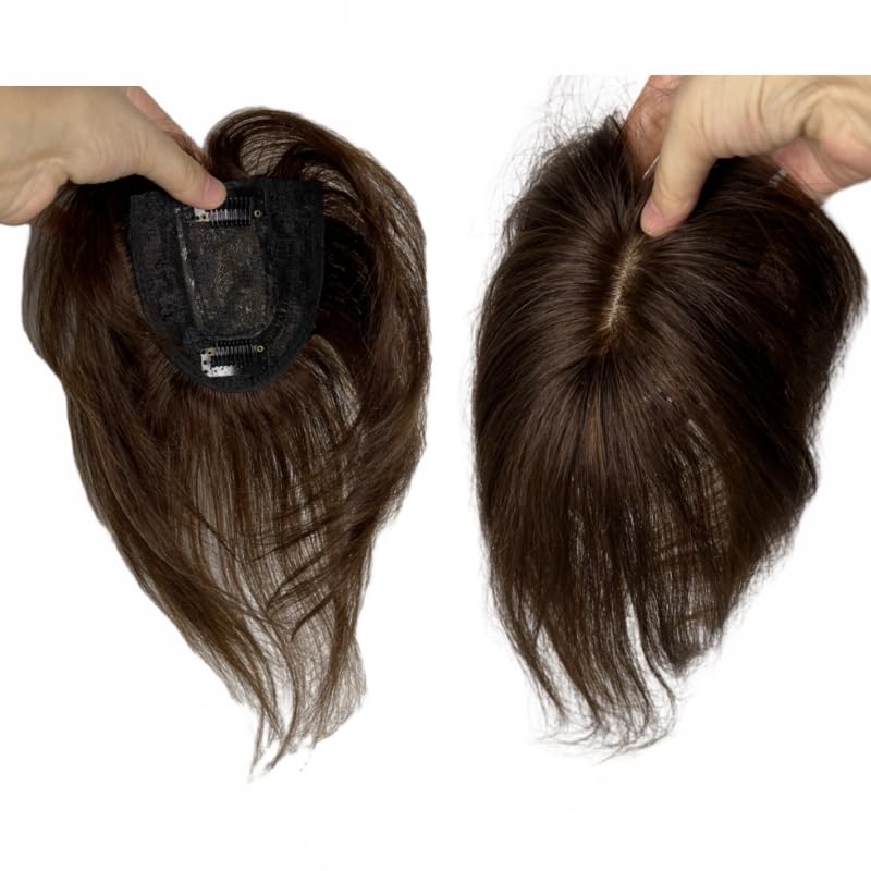 100% Human Hair Clip in Hairpieces with 3D Air Bangs Straight Hair Mid Part Wiglets (1B) I899