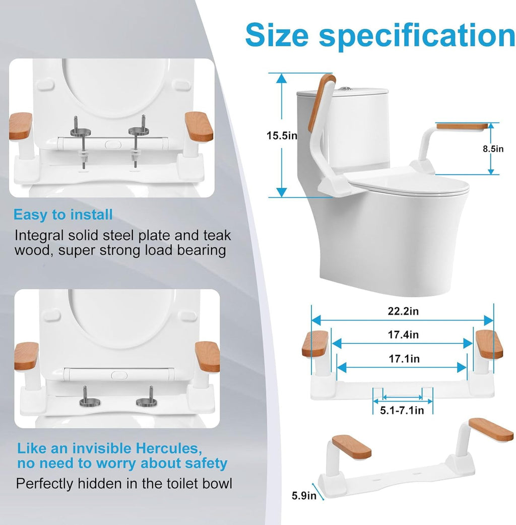 Toilet Safety Rails with Foldable Handles, Adjustable Height and Width W689331