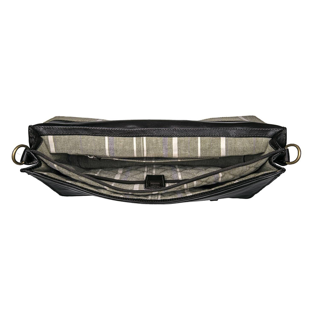 Black Leather Laptop Briefcase D942