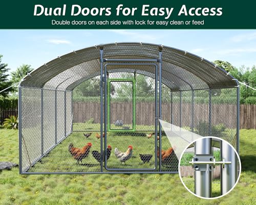 9x25.3x6.4 FT Large Walk-in Chicken Coop with Dome Roof, PE Cover & Wire Mesh K756095