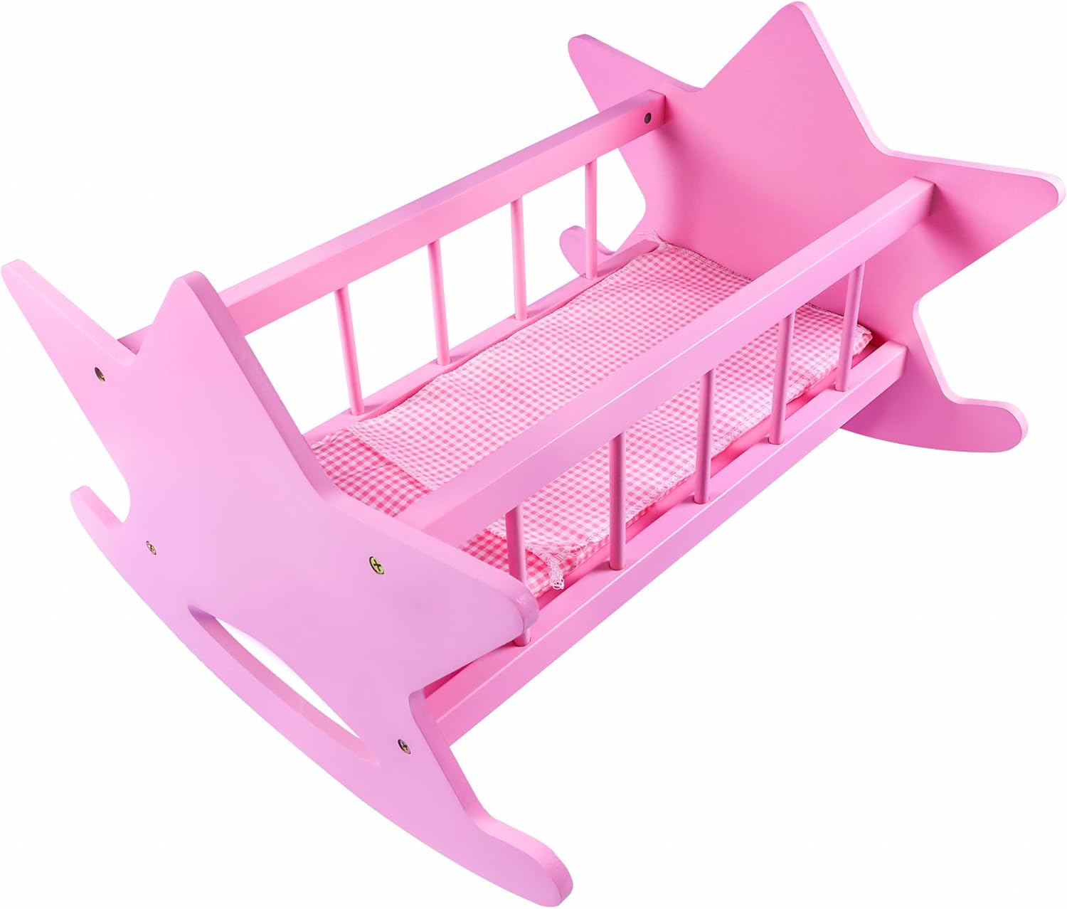 Pink Wooden Baby Doll Crib with Bedding K762014