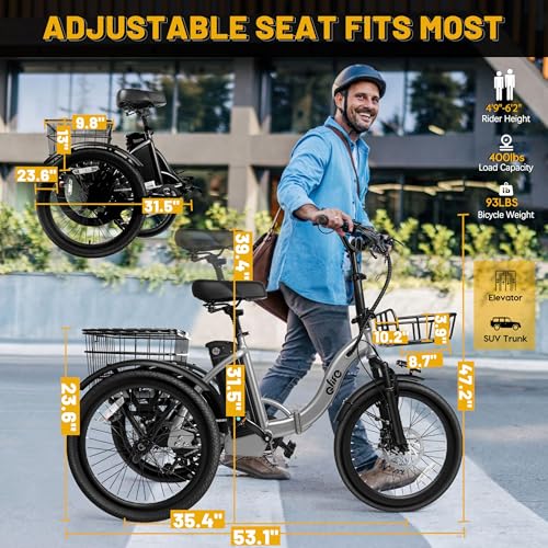 Peak 750W Brushless Motor Folding Trike Ebike with 468Wh Removable Battery Q868669