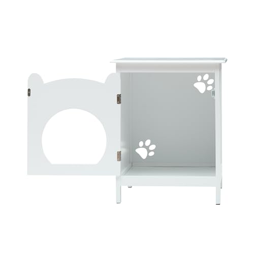 Cat Litter Box Enclosure, Hooded Hidden Pet Box, Pet Cabinet Side Table F65960