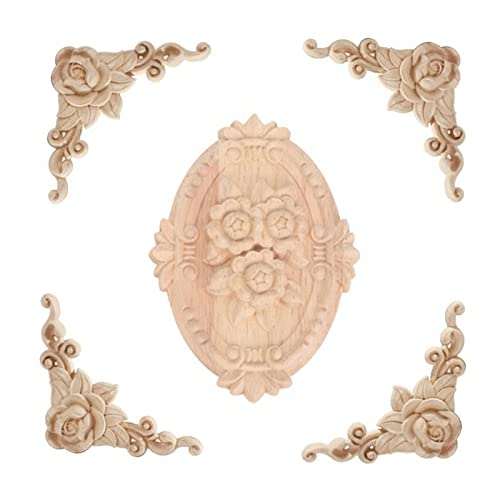 Wood Appliques Onlays Unpainted Wood Carving Decoration A145839