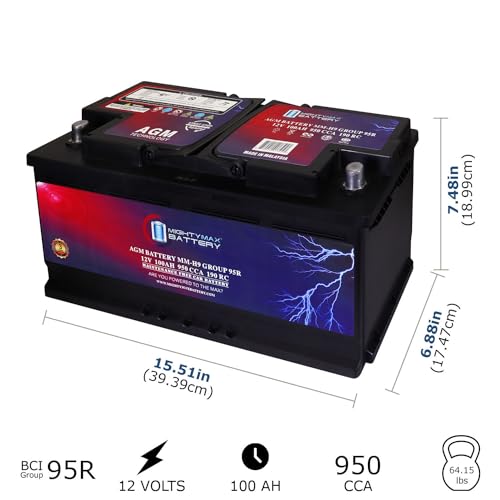 AGM Car Battery 12V 60 AH 680 CCA BCI Group Size 47 R3724