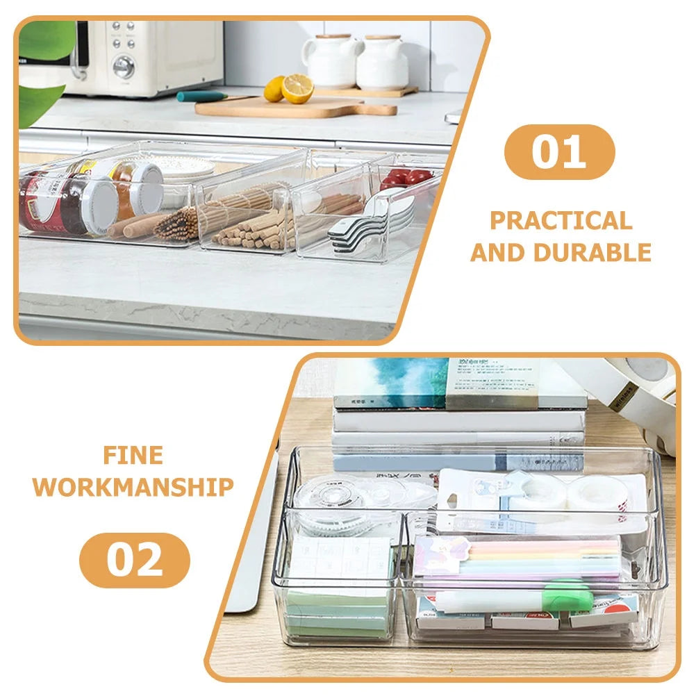 Clear Desktop Storage Box with Dividers Y5261