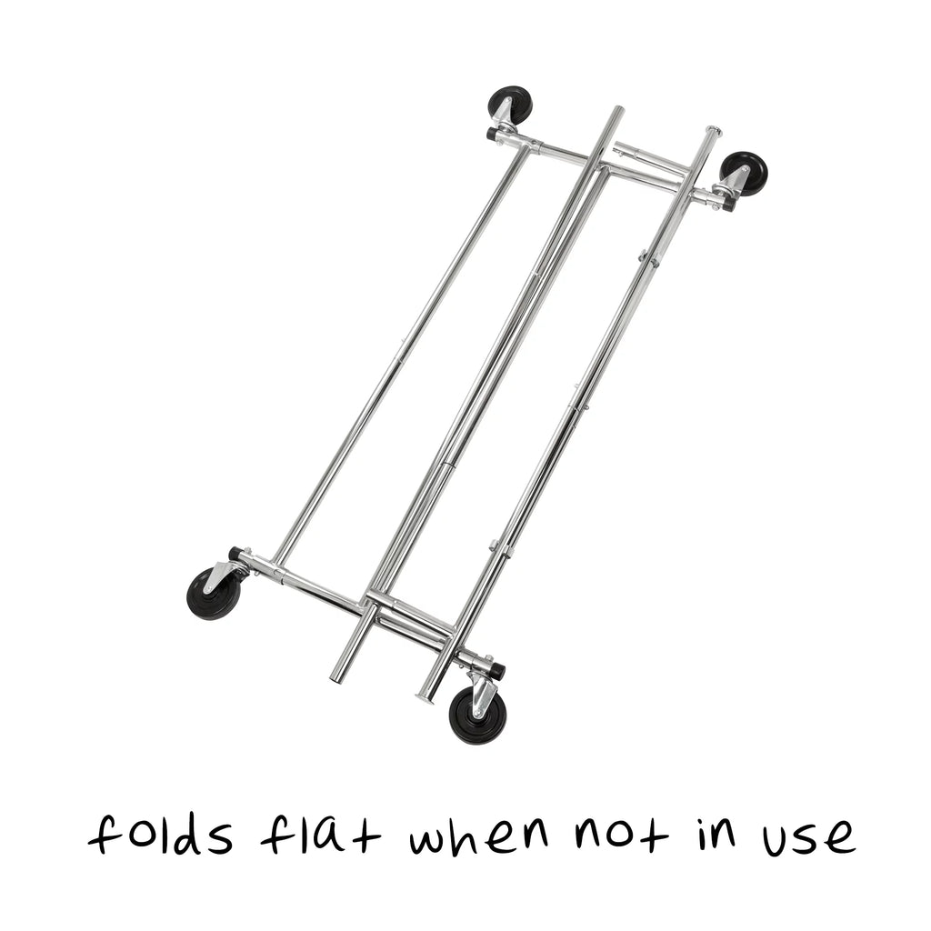 Chrome Steel Folding Expandable Rolling Clothes Rack I1646