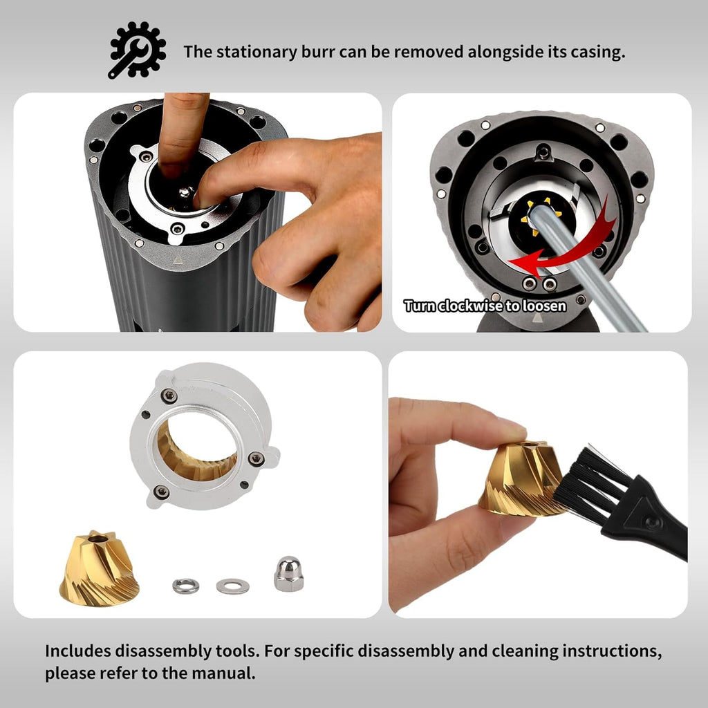 Stainless-steel Burr Coffee Grinder, 65g Single Dose, 90 Adjustable Settings F4159