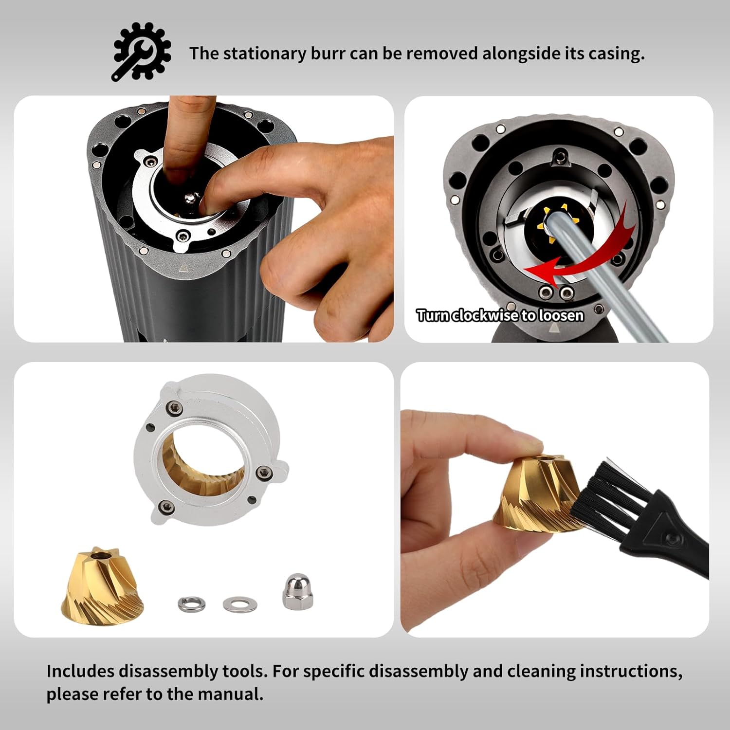 Stainless-steel Burr Coffee Grinder, 65g Single Dose, 90 Adjustable Settings F4159