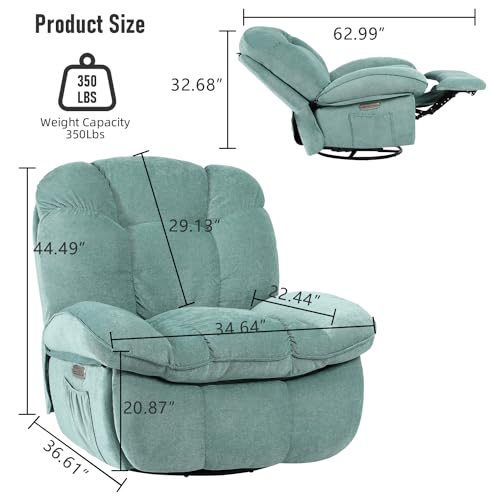Power Recliner Chair with Heated and Massage, Swivel Rocking Recliner A625541