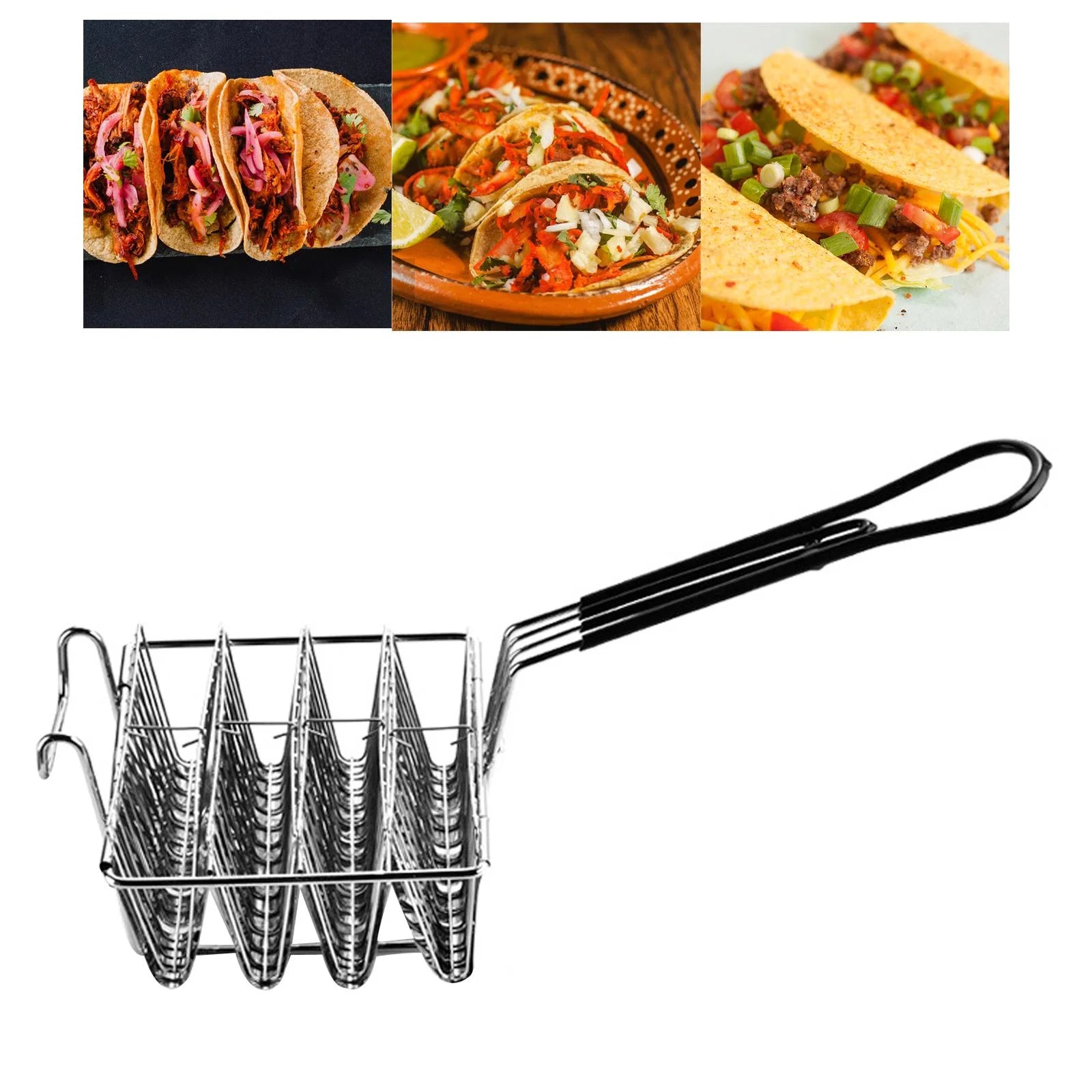 Stainless Steel Taco Fryer 4 Shells Deep Fryer Basket D784