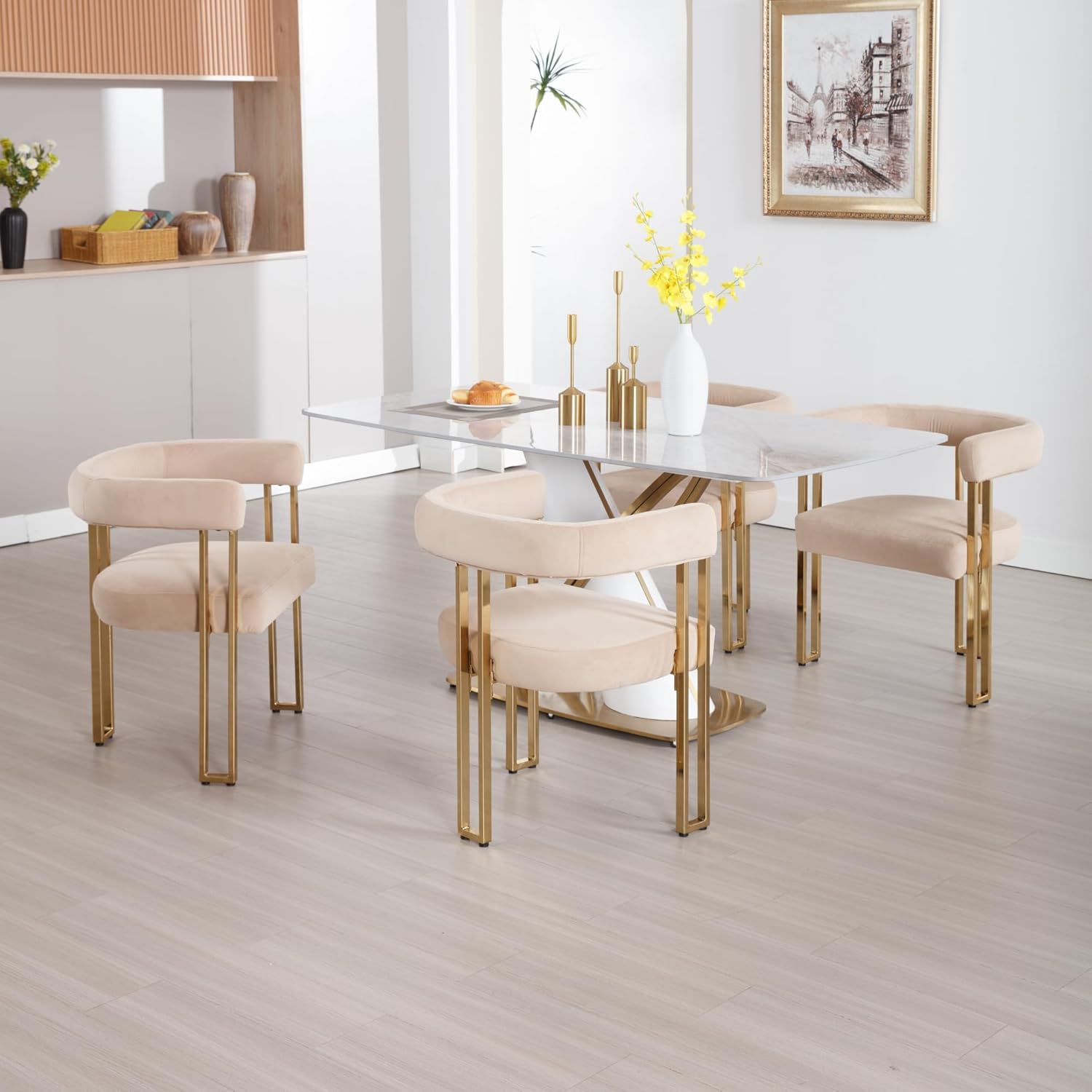 Set of 6 Velvet Khaki Dining Chairs M379133