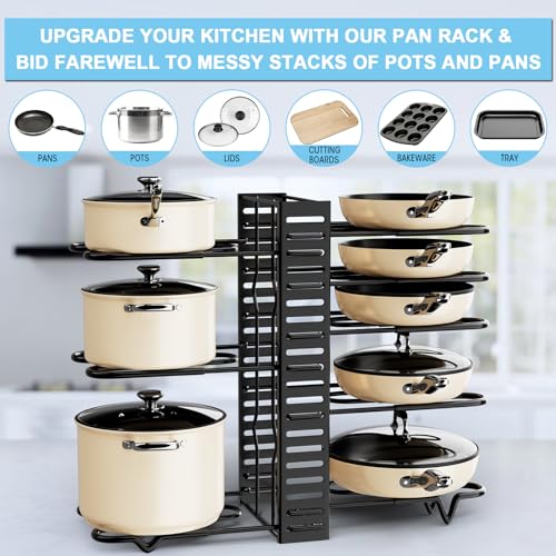 8-Tier Adjustable Heavy-Duty Pot and Pan Storage Rack Y60632