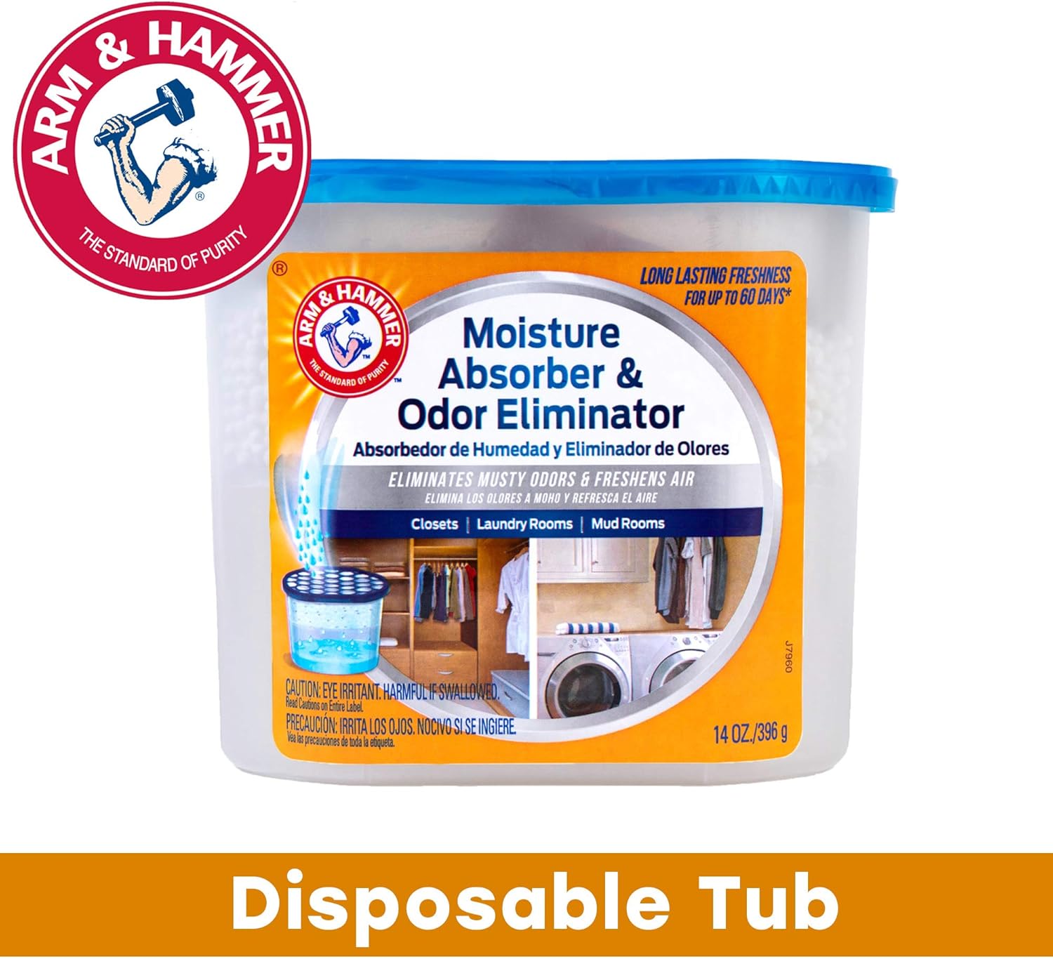 Fragrance Free Disposable Moisture Absorber and Odor Eliminator 14 oz. Tub N82479