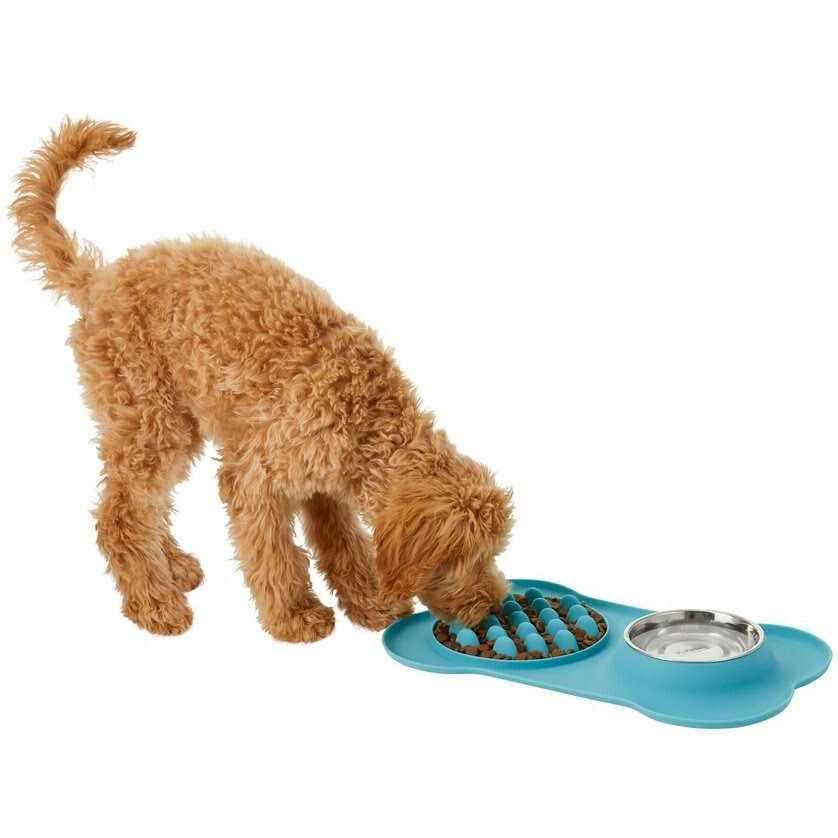 Silicone Slow Feeder Mat with Stainless Steel Bowl P76952