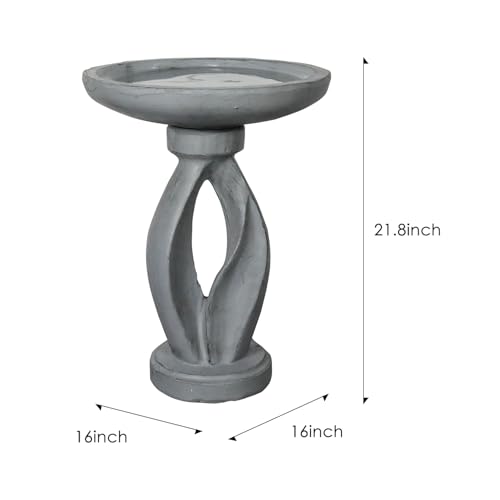 25.5 Inch Wood-Look Concrete Bird Bath W15614
