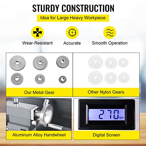 Metal Lathe 8.7 x 29.5 Inch 1.1KW Infinitely Variable Speed with LED Screen G29553