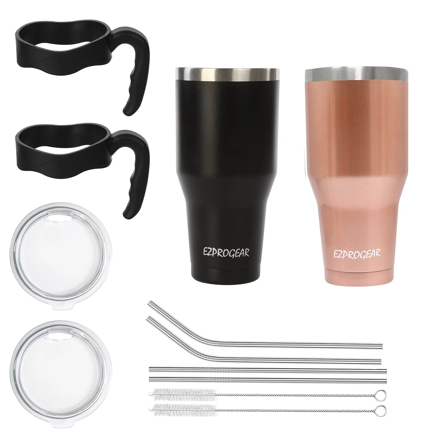 40 oz 2 Pack Stainless Steel Double Wall Vacuum Insulated Tumbler with Handle and Straws J408027