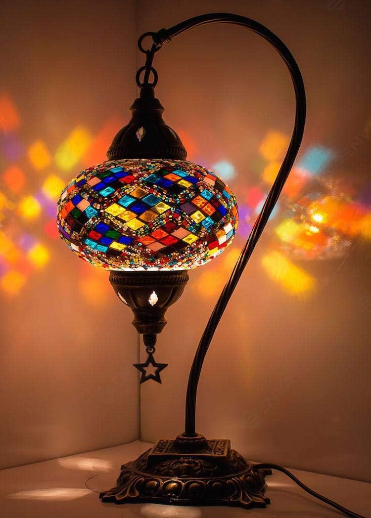 Multicolor Mosaic Gooseneck Table Lamp N94082