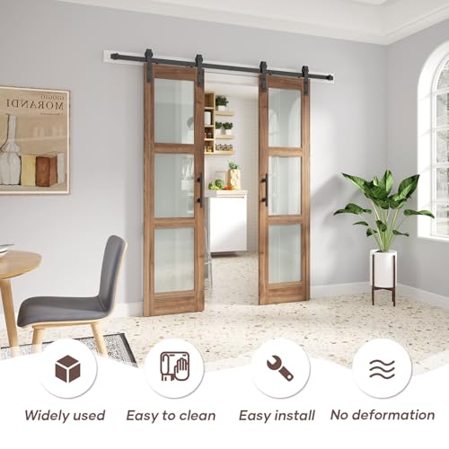 Double 18 x 84 inch Glass Barn Doors with Hardware Kit A557285