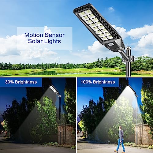 2 Pack 3200W Solar Street Lights with Motion Sensor IP66 6500K R47954