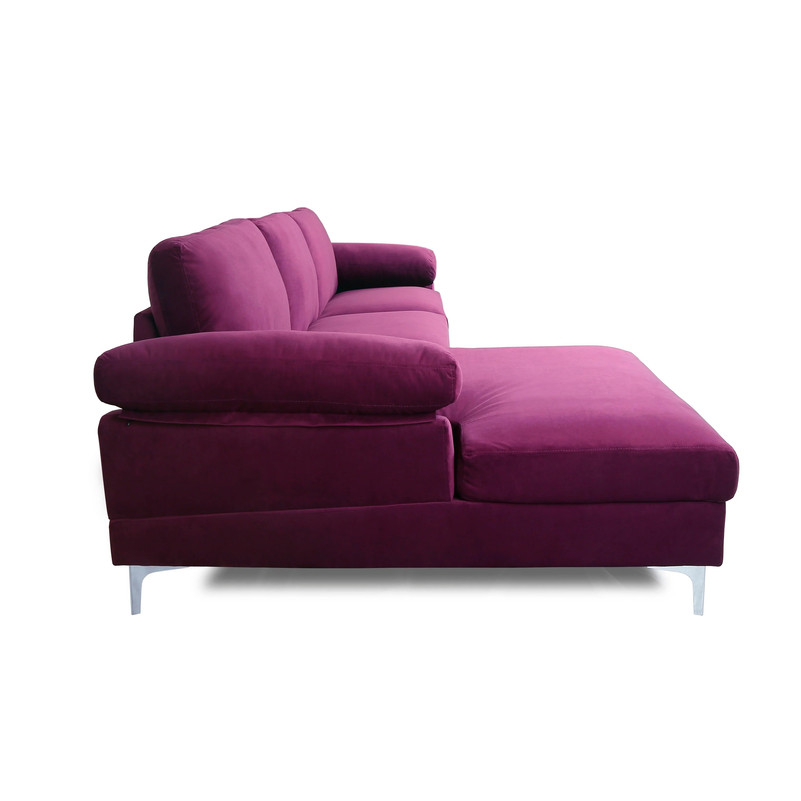 Purple Velvet L-shape Sectional Sofa A31965