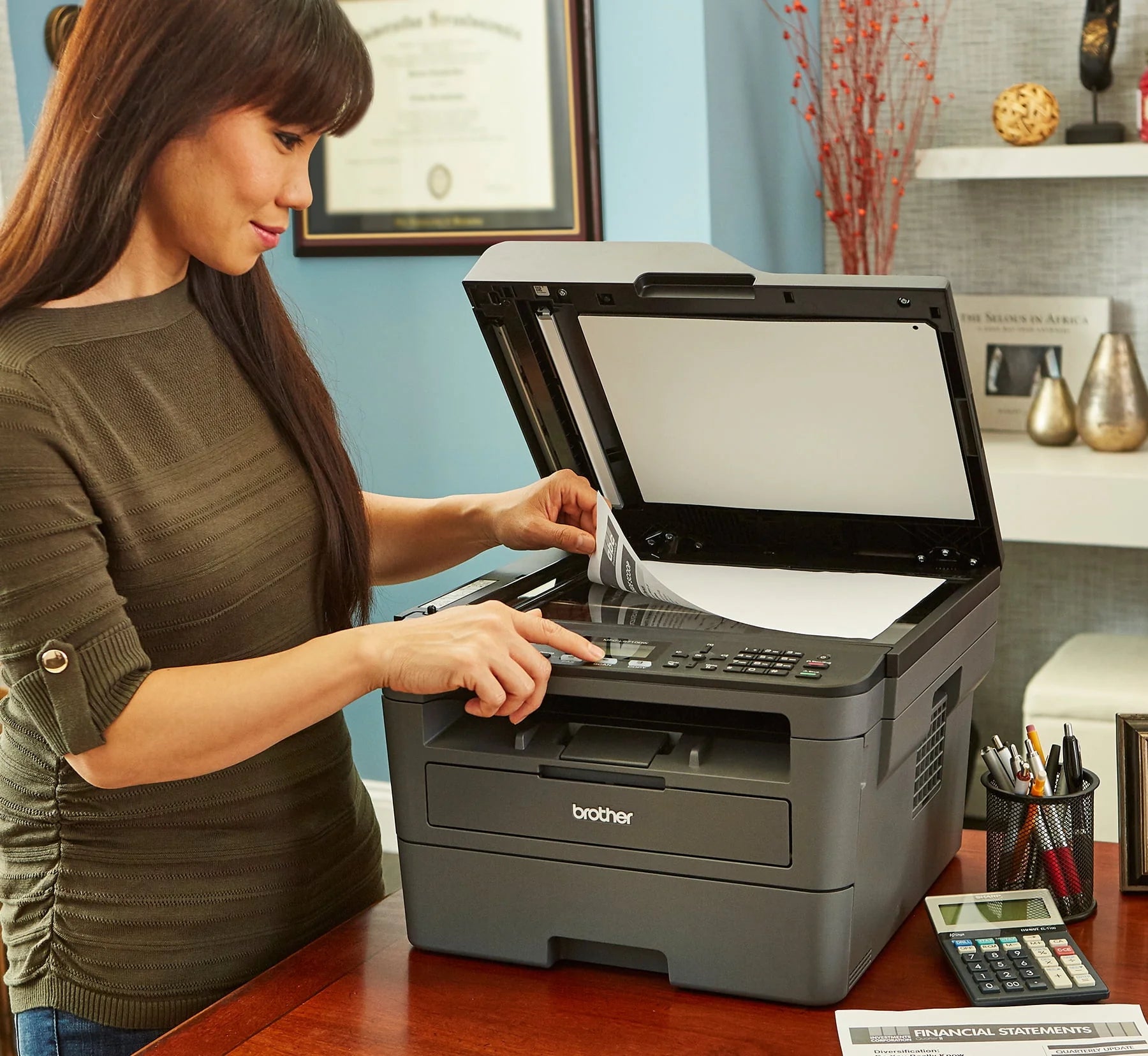 Monochrome Laser All-in-One Printer with Duplex Printing and Wireless Connectivity B108
