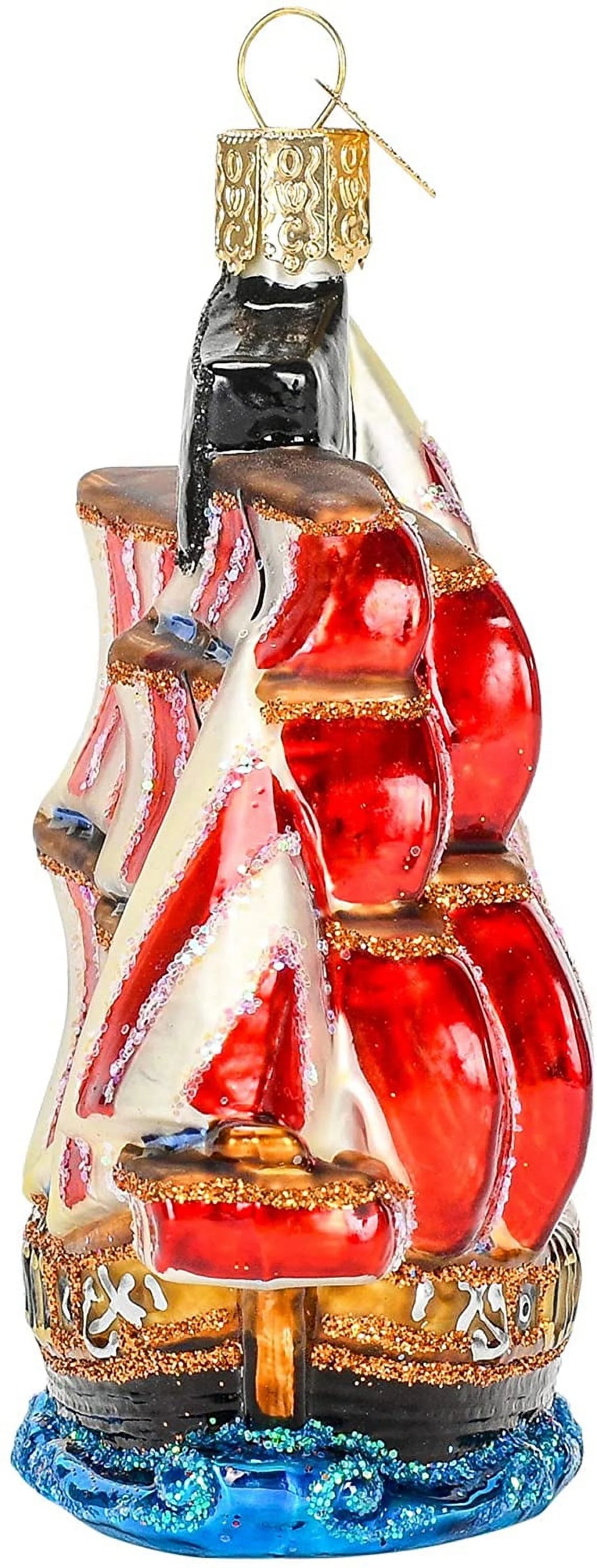 Glass Blown Ornament Pirate Ship N83716