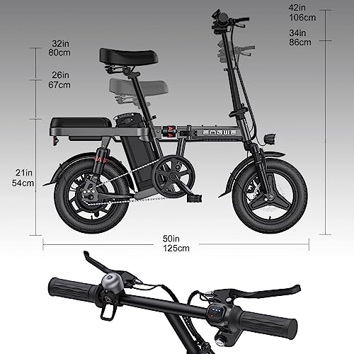 Mini Electric Bike 14" Folding Ebike 600W Motor 48V 10AH Battery J11694