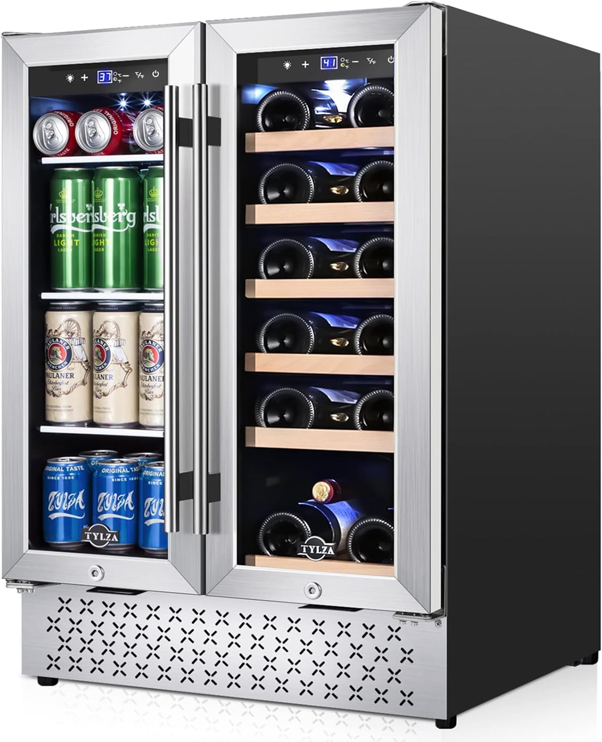 24 Inch Dual Zone French Door Wine and Beverage Refrigerator W69436