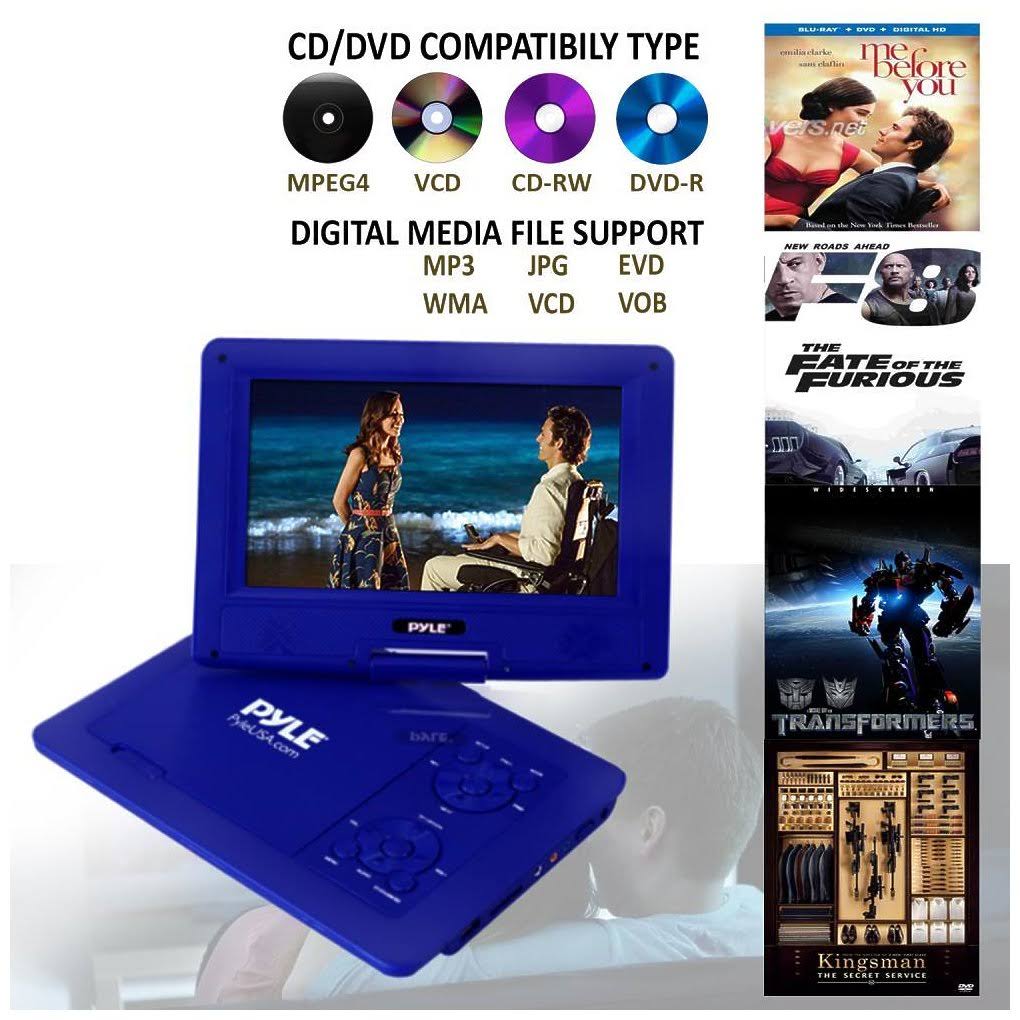 9x22 Portable CD/DVD Player with Built-In Battery (Blue) W643532