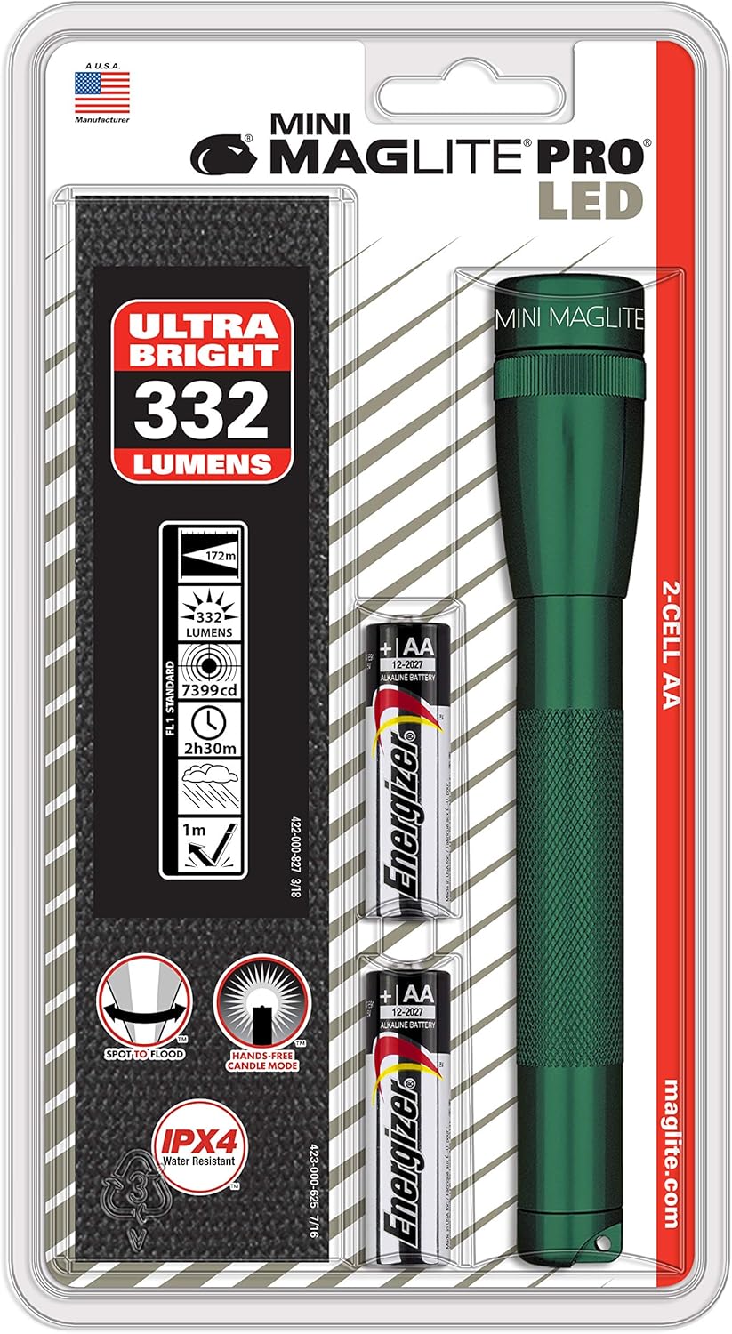 Green LED Mini Flashlight AA Battery I1012
