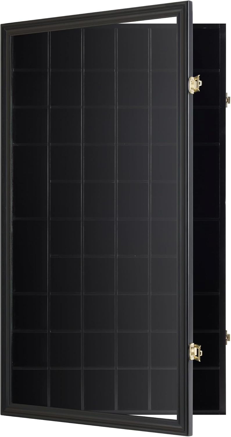 Black 56 Slots Shot Glass Display Case with Lockable Door Y92729