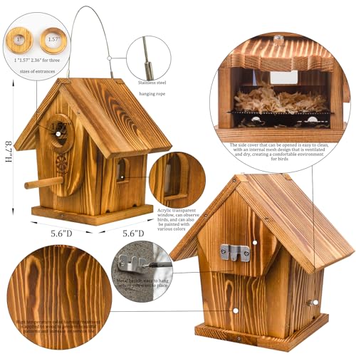 Carbonized Solid Mortise & Tenon Bird House DIY Kit N551935