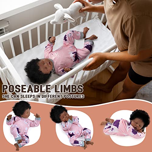 17-Inch Black Reborn Baby Doll with Cloth Body E598931