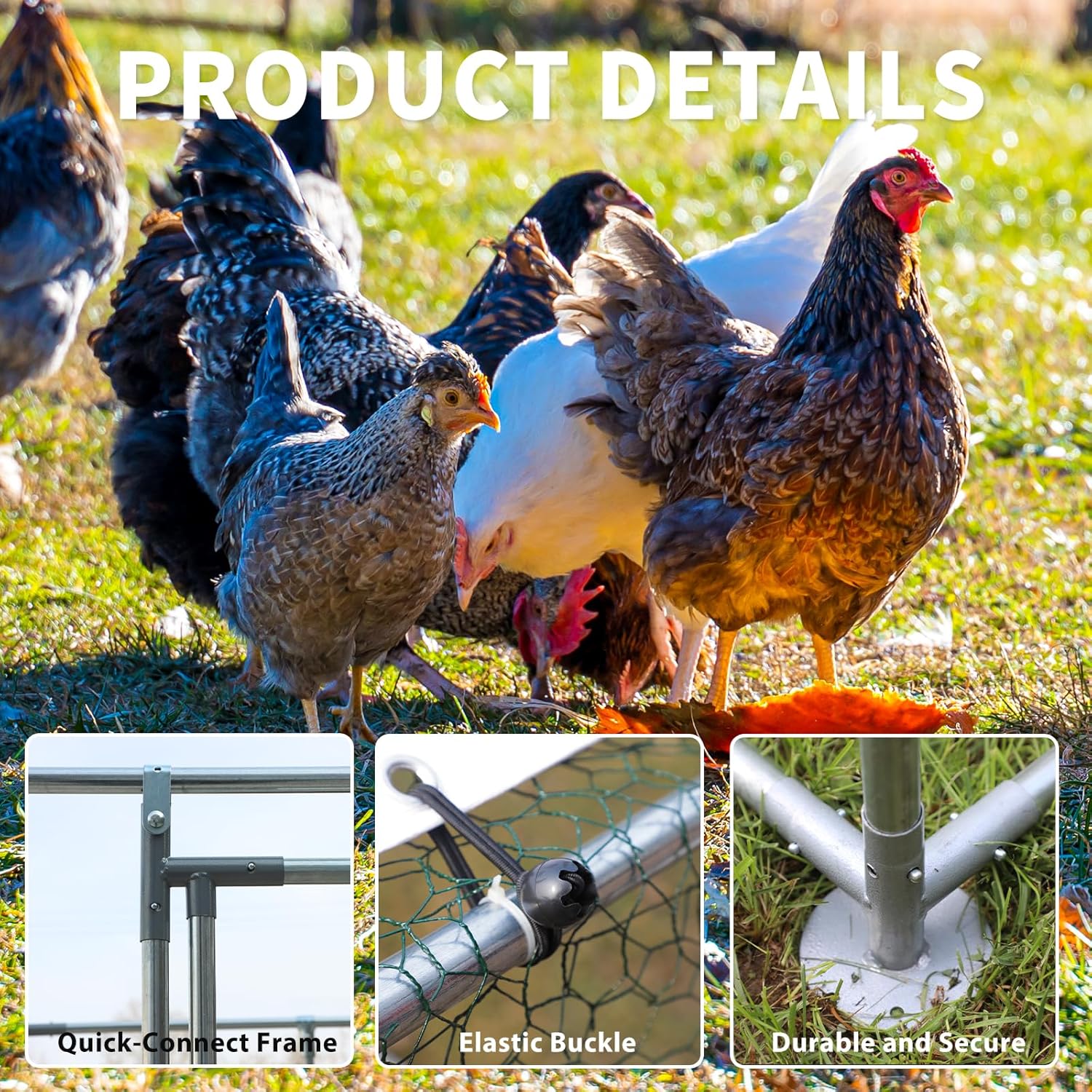 Large Metal Chicken Coop Walk-in Poultry Cage with Water-Resident and Anti-UV Cover F570