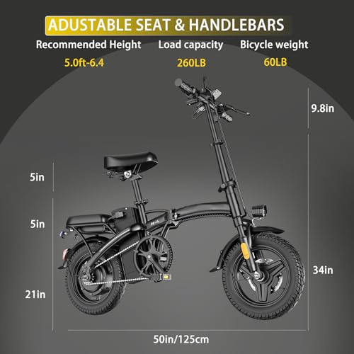 14" Folding Electric Bike with 500W Motor and 48V12AH Removable Battery R325184